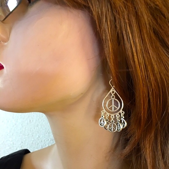Artisan Crafted Sterling Silver Peace Sign Earrings - Picture 2 of 3